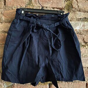 Zara Navy Blue Paperbag Waist Shorts Size XS